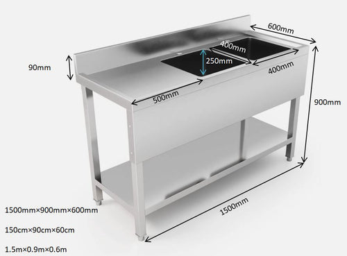 1.5 meter (1500mm) double Bowl Sink