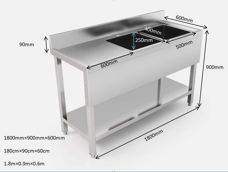 1.8 meter (1800mm) double Bowl Sink