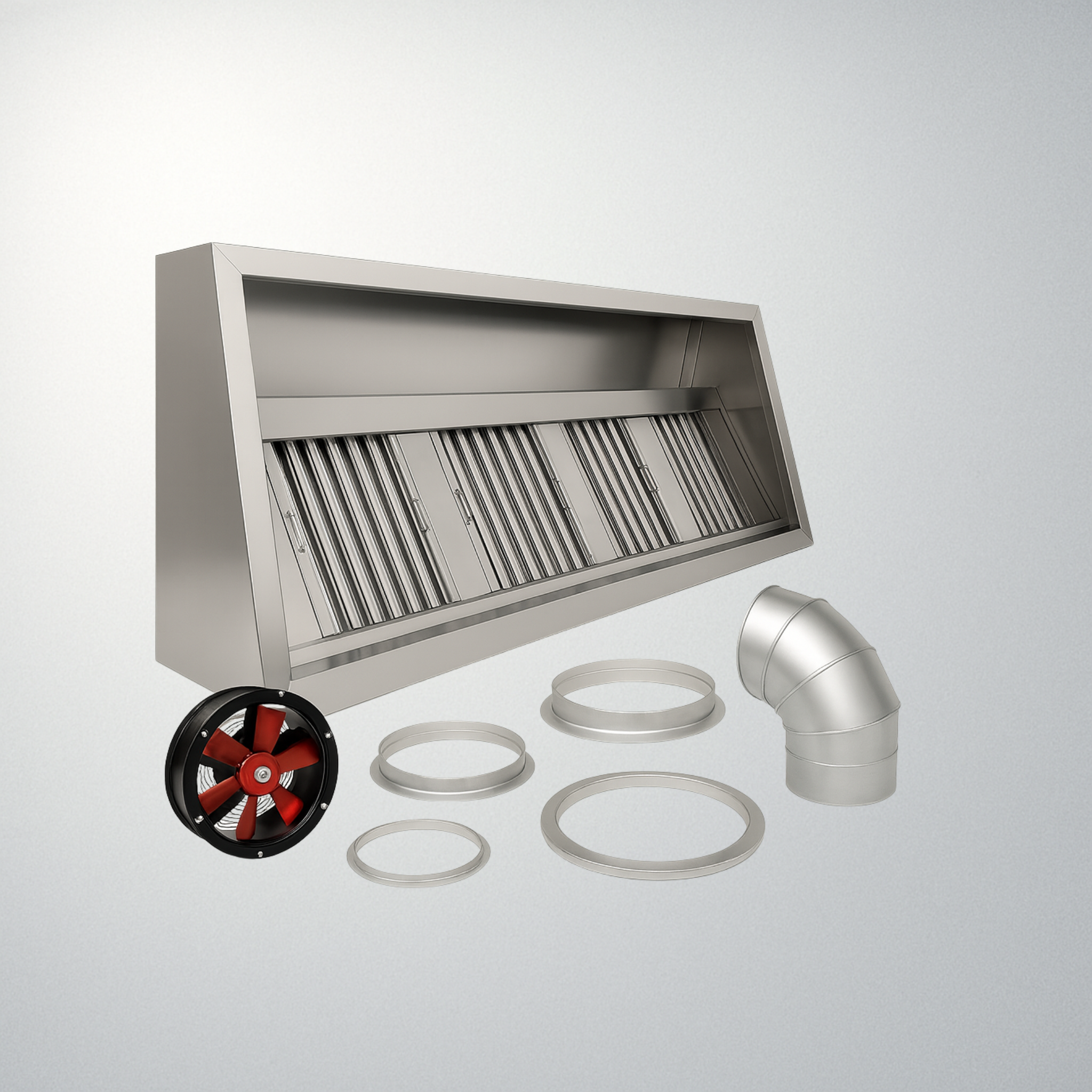 10ft (3000mm) Stainless Steel Canopy with Extraction Kit