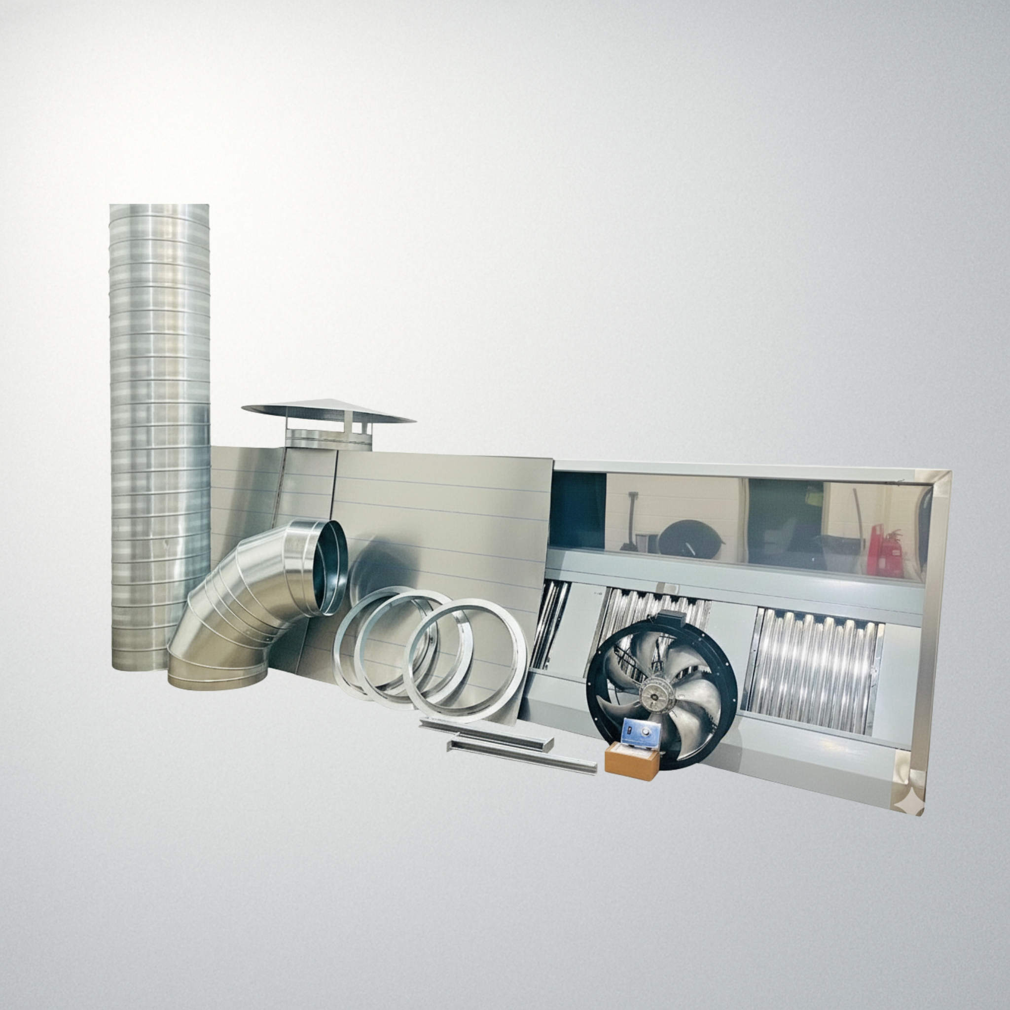 16ft (4900mm) Stainless Steel Canopy with Extraction Kit