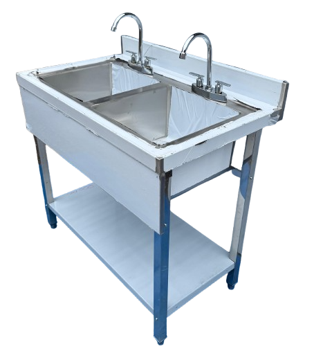 1m Commercial Stainless Steel Double Bowl Sink / Heavy Duty Catering Unit