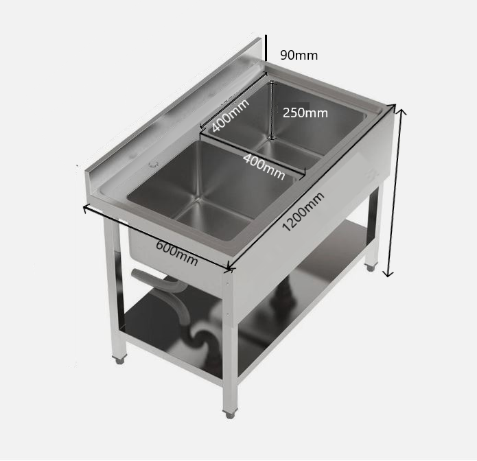Comvent 1.2m Commercial Stainless Steel Sink – Double Bowl