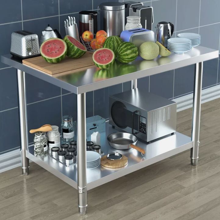 Tables de travail professionnelles en acier inoxydable sans dosseret