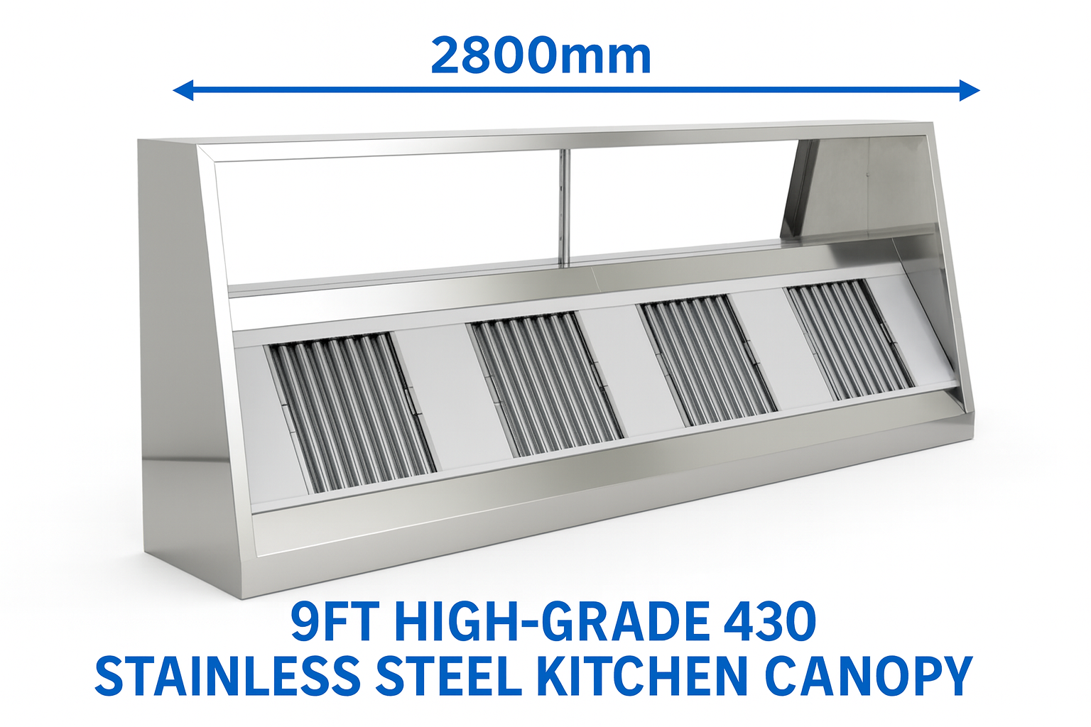 Commercial Kitchen Canopy- 9ft (2800mm)
