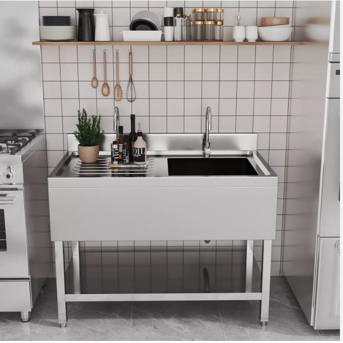 Comvent 1m Commercial Stainless Steel Sink – Single Bowl with Left-Hand Drainer