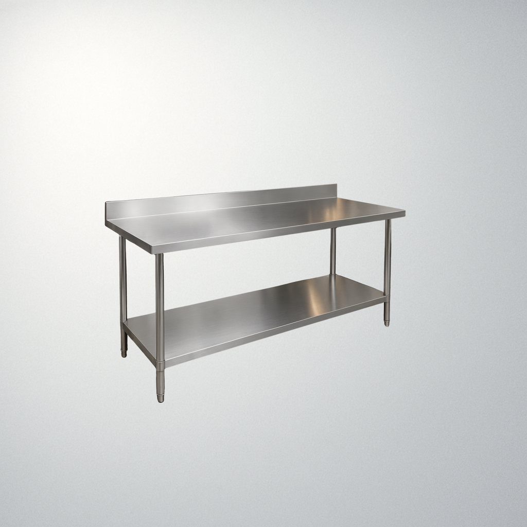 Tables de travail professionnelles en acier inoxydable avec crédence