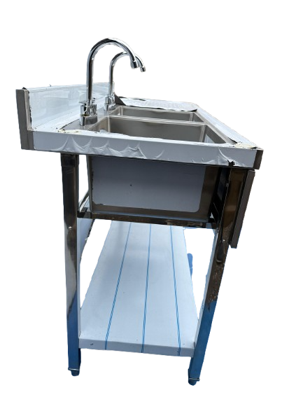 Comvent 1.5m Commercial Stainless Steel Double Bowl Sink – Right Hand Drainer