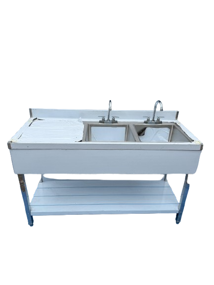 Comvent 1.5m Commercial Stainless Steel Double Bowl Sink – Left Hand Drainer