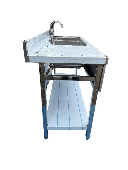 Comvent 1.5m Commercial Stainless Steel Double Bowl Sink – Left Hand Drainer