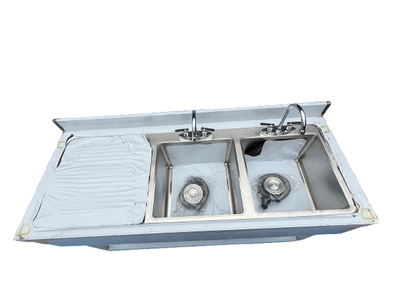 Comvent 1.5m Commercial Stainless Steel Double Bowl Sink – Left Hand Drainer