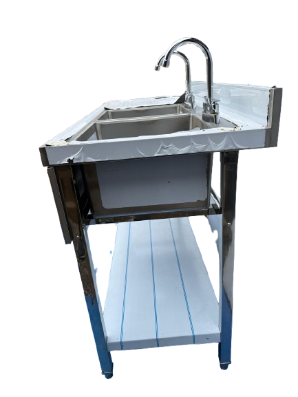 Comvent 1.5m Commercial Stainless Steel Double Bowl Sink – Left Hand Drainer