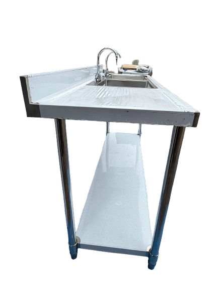 Comvent 1.8m Commercial Stainless Steel Double Bowl Sink – Left Hand Drainer