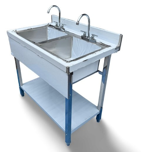 1m Commercial Stainless Steel Double Bowl Sink / Heavy Duty Catering Unit